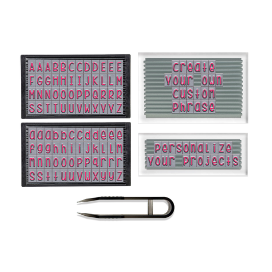 PEGZ Ribbed Alphabet Stamp Kit 1/4" Curvy Girl Font 101 Pieces
