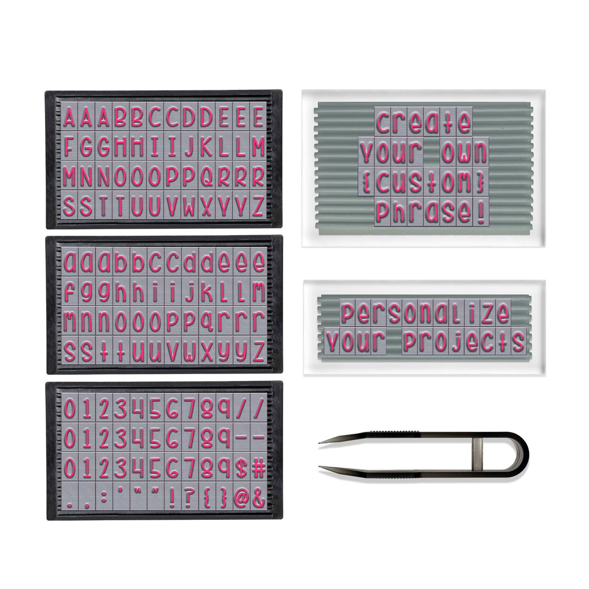 PEGZ Ribbed Alphabet Stamp Kit 1/4" Curvy Girl Font 150 Pieces