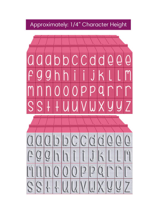 PEGZ 2.0 Alphabet Stamps Clickable Connectable Curvy Girl Font 48 Lowercase, 2 Blanks, 50 Pc Medium Size