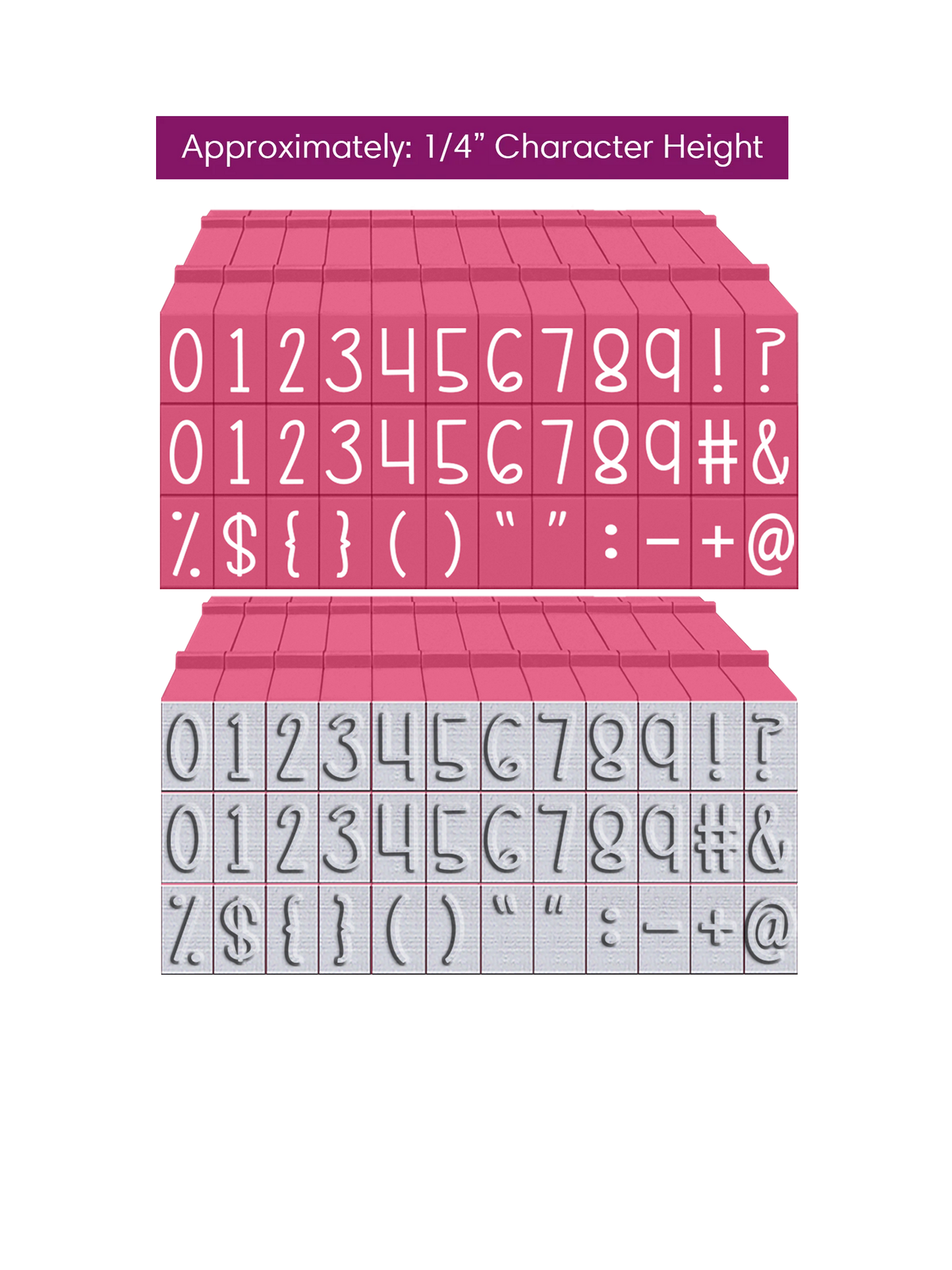 PEGZ 2.0 Alphabet Stamps Clickable Connectable Curvy Girl Font 20 Numbers, 16 Symbols, 2 Blanks, 38 Pc Medium Size