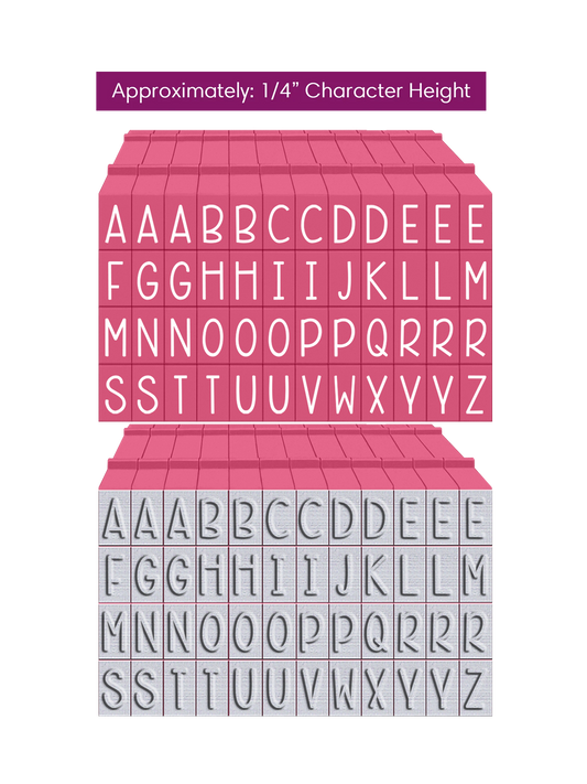 PEGZ 2.0 Alphabet Stamps Clickable Connectable Curvy Girl Font 48 Uppercase, 2 Blanks, 50 Pc Medium Size