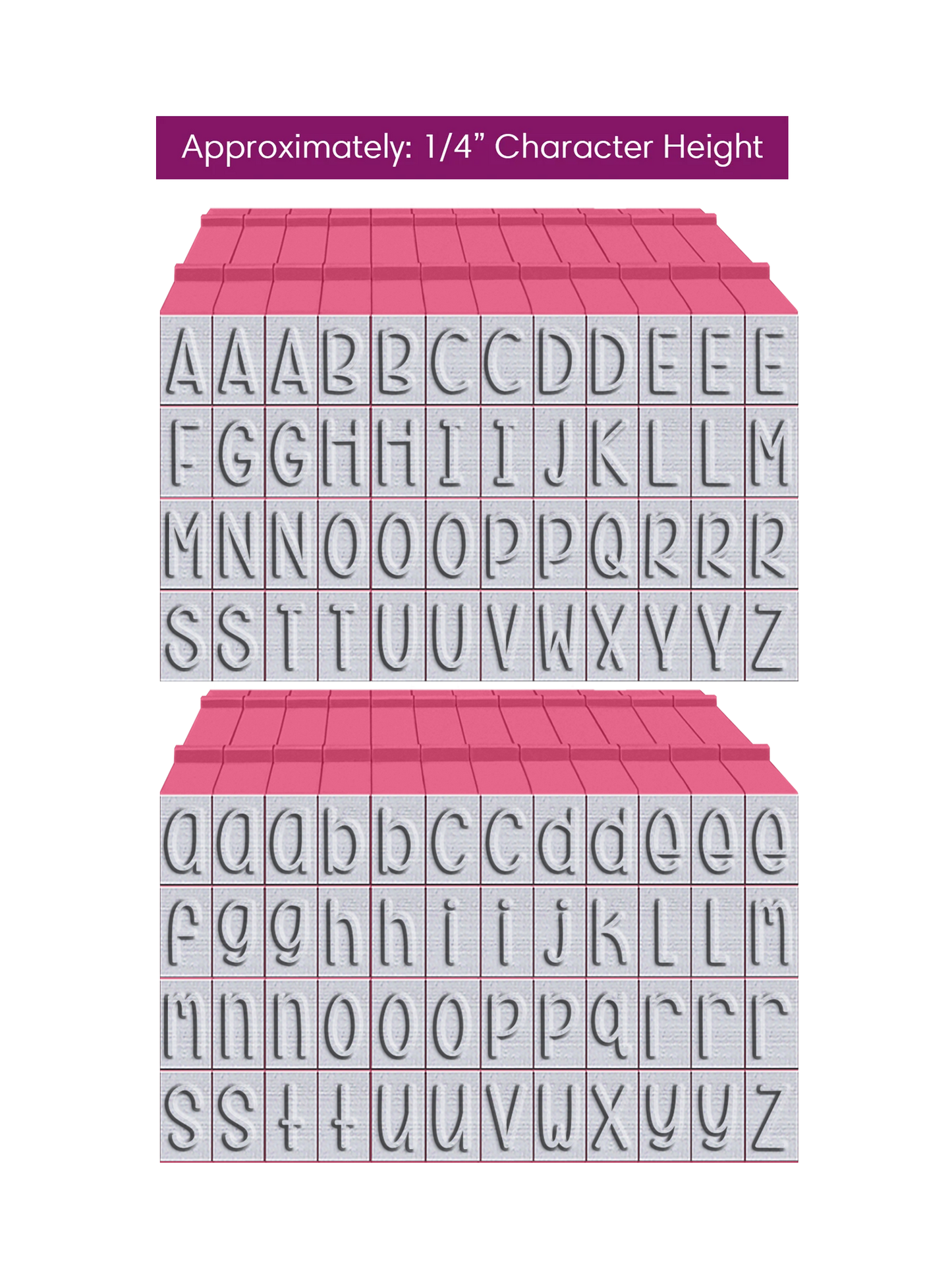 PEGZ 2.0 Alphabet Stamps Clickable Connectable Curvy Girl Font 48 Uppercase, 48 Lowercase, 4 Blanks, 100 Pc Bundle Medium Size