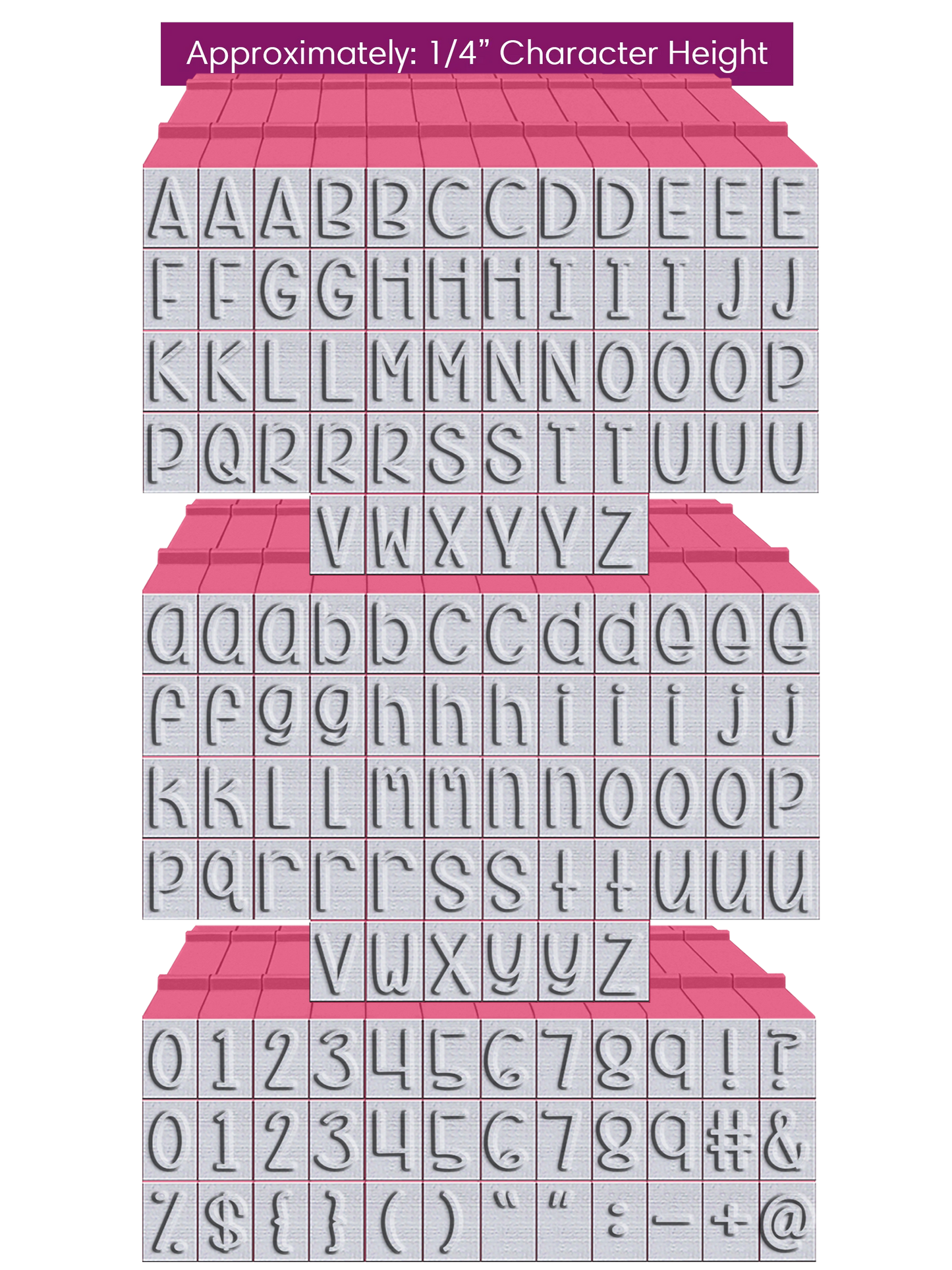 PEGZ 2.0 Alphabet Stamps Clickable Connectable Curvy Girl Font 54 Uppercase, 54 Lowercase, 36 Numbers & Symbols, 6 Blanks, 150 Pc Bundle Medium Size