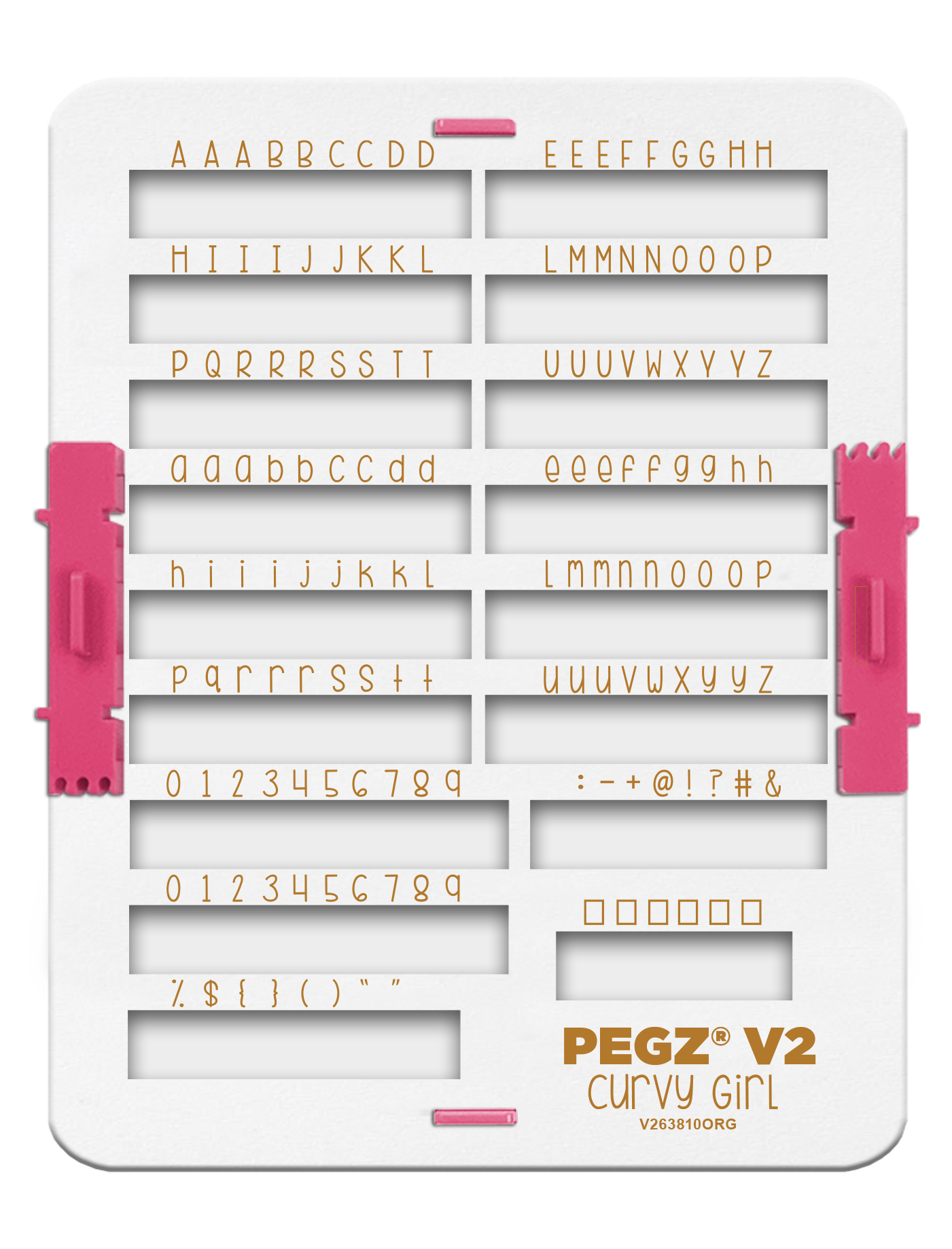 PEGZ 2.0 Organizer for Curvy Girl Font Attachable Stamps 54 Uppercase, 54 Lowercase, 36 Numbers & Symbols 150 Piece Medium Size (PEGZ Stamps Not Included)