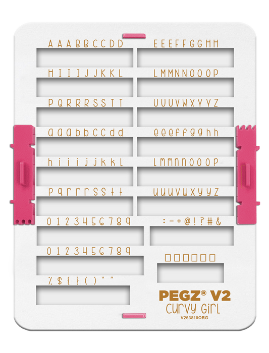 PEGZ 2.0 Organizer for Curvy Girl Font Attachable Stamps 54 Uppercase, 54 Lowercase, 36 Numbers & Symbols 150 Piece Medium Size (PEGZ Stamps Not Included)