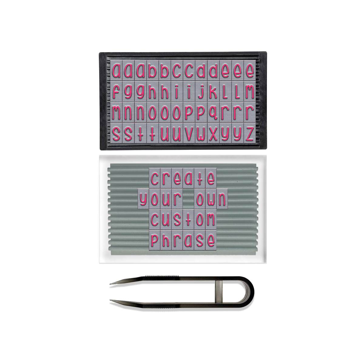PEGZ Ribbed Alphabet Stamp Kit 1/4" Curvy Girl Lowercase Font 50 Piece