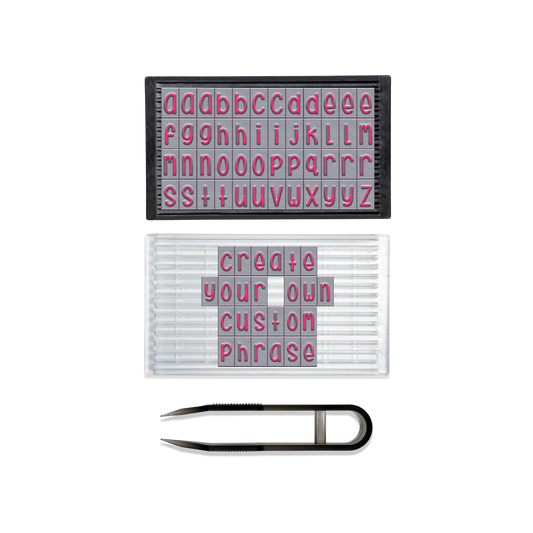 PEGZ Ribbed Alphabet Stamp Kit 1/4" Curvy Girl Lowercase Font 50 Piece
