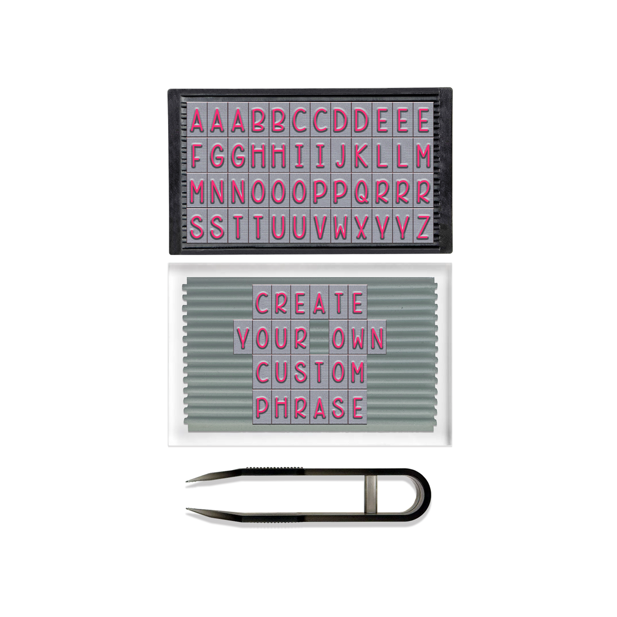 PEGZ Ribbed Alphabet Stamp Kit 1/4" Curvy Girl Uppercase Font 50 Piece
