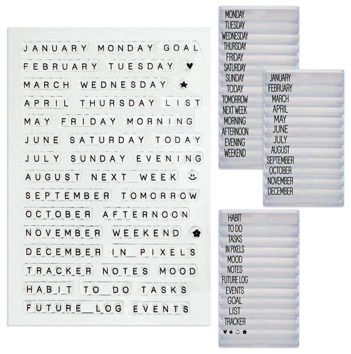 Dot Grid Journal Clear Stamps Set 1 (Sheet size 4" x 6") 1/8" (3mm) Character Height with Stackable Clear Blocks
