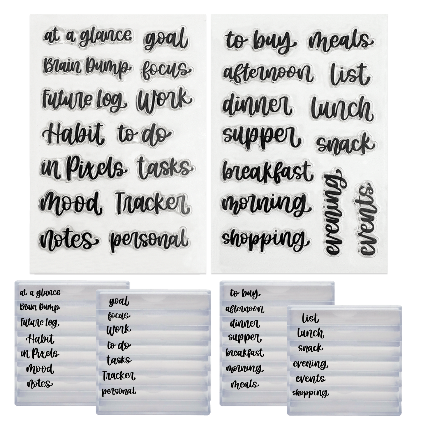 Rylee Autumn Headings Set 1 & 2 Stamps Bundle with Stackable Clear Blocks