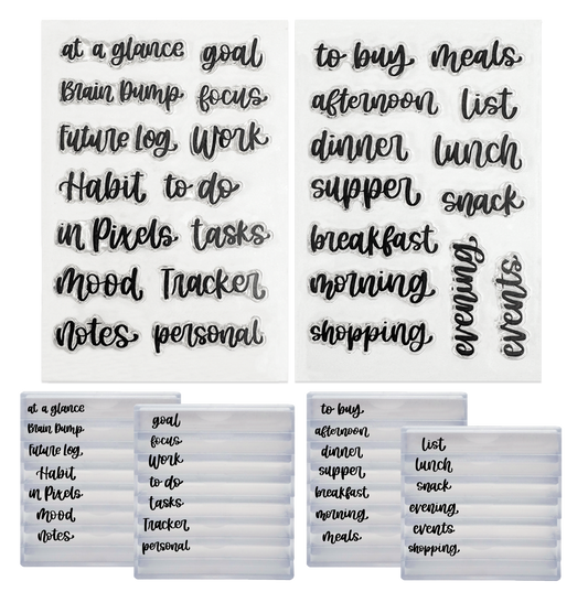 Rylee Autumn Headings Set 1 & 2 Stamps Bundle with Stackable Clear Blocks