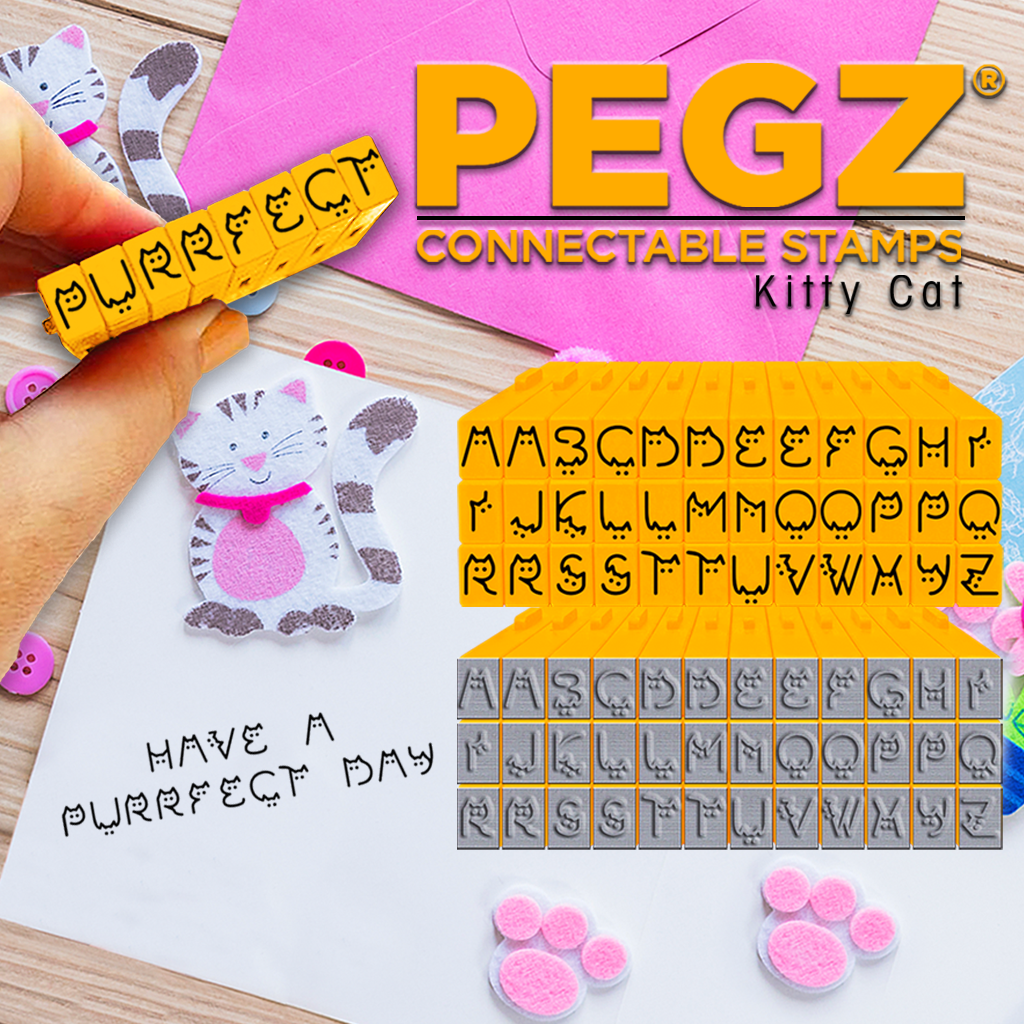 Pegz® Medium Size 36 Piece Kitty Cat Alphabet Connectable Stamps Set