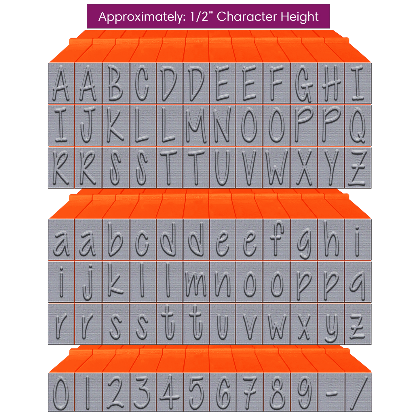 Pegz® Large Size 84-Piece Orange Crush Alphabet and Numbers Connectable Bundle Stamps Set