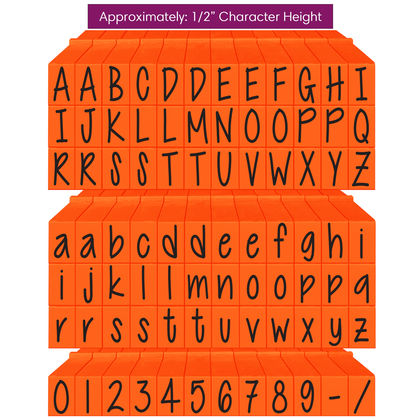 Pegz® Large Size 84-Piece Orange Crush Alphabet and Numbers Connectable Bundle Stamps Set