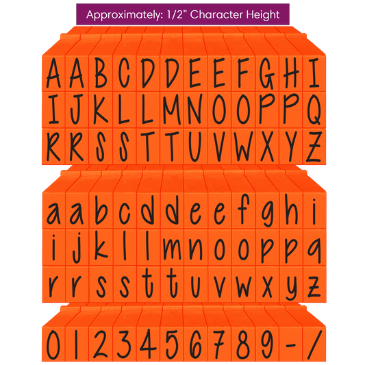 Pegz® Large Size 84-Piece Orange Crush Alphabet and Numbers Connectable Bundle Stamps Set