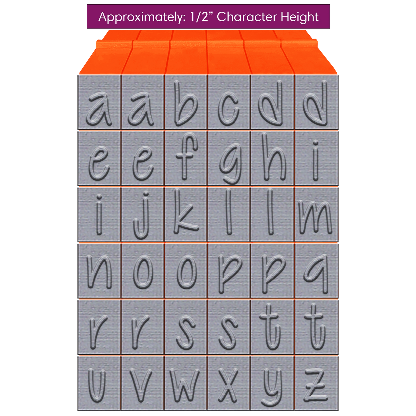 Pegz® Large Size 36-Piece Orange Crush Lowercase Alphabet Connectable Stamps Set