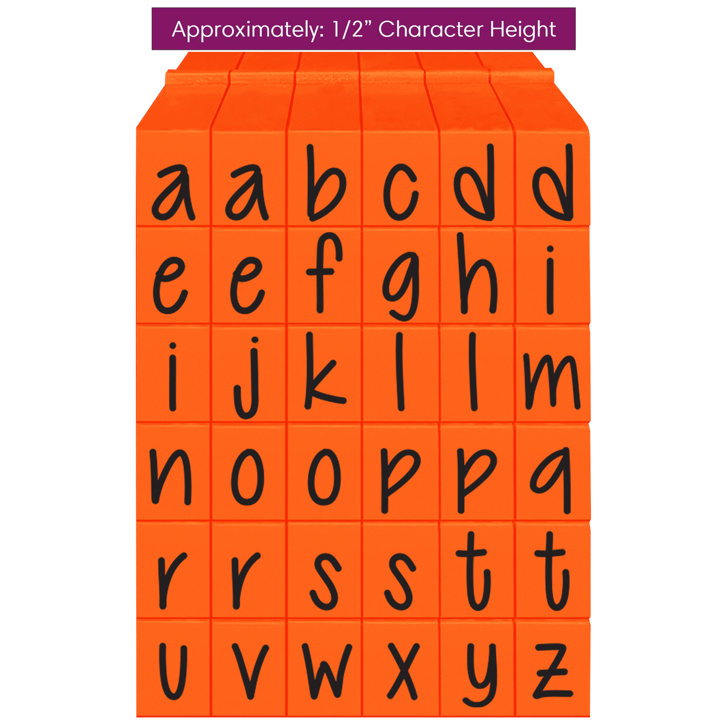 Pegz® Large Size 36-Piece Orange Crush Lowercase Alphabet Connectable Stamps Set