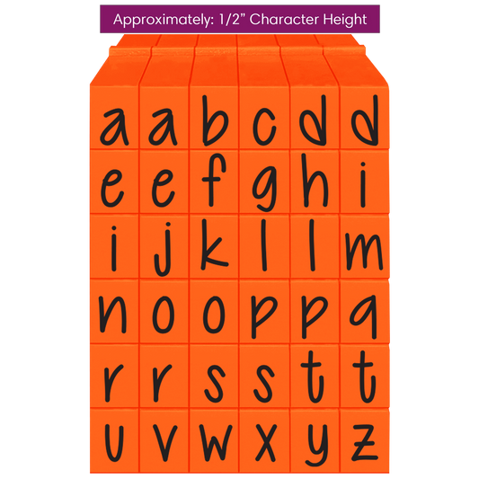 Pegz® Large Size 36-Piece Orange Crush Lowercase Alphabet Connectable Stamps Set
