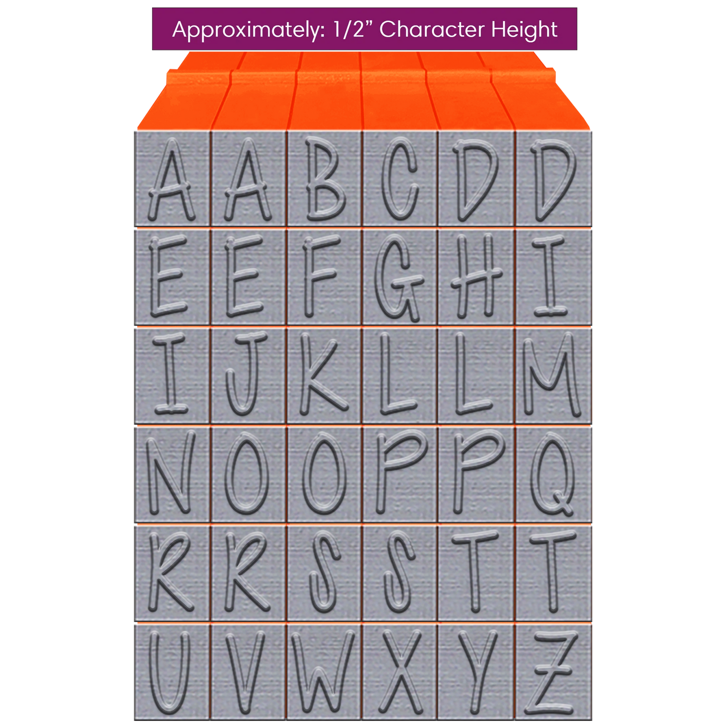 Pegz® Large Size 36-Piece Orange Crush Uppercase Alphabet Connectable Stamps Set