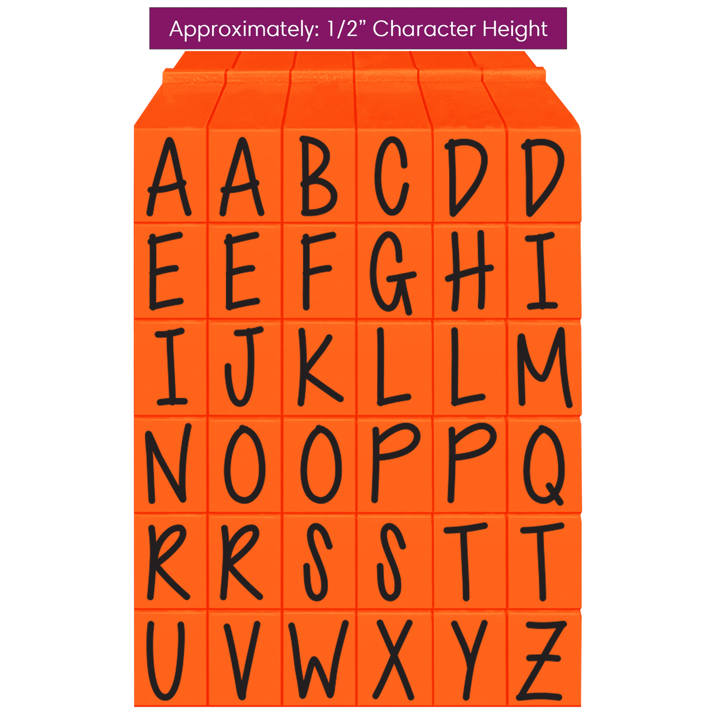 Pegz® Large Size 36-Piece Orange Crush Uppercase Alphabet Connectable Stamps Set