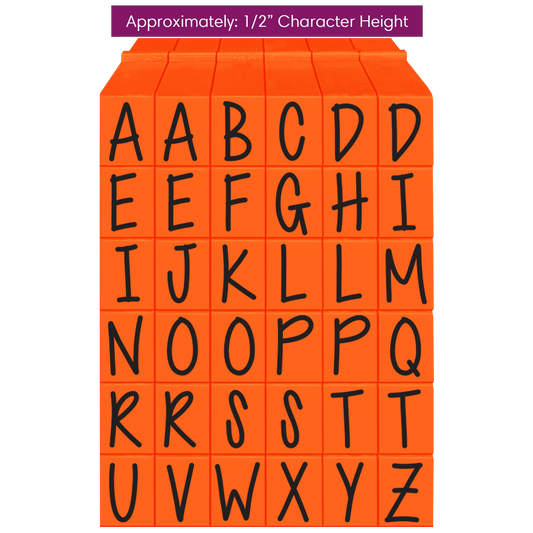Pegz® Large Size 36-Piece Orange Crush Uppercase Alphabet Connectable Stamps Set
