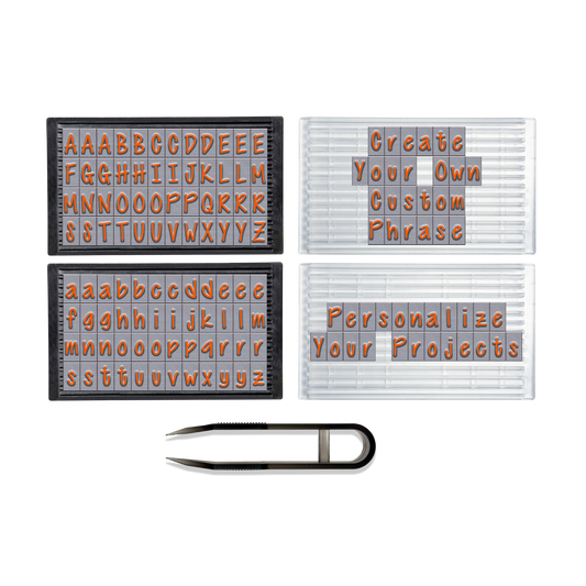 PEGZ Ribbed Alphabet Stamp Kit 1/4" Orange Crush Font 101 Pieces