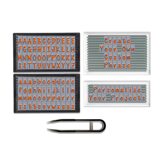 PEGZ Ribbed Alphabet Stamp Kit 1/4" Orange Crush Font 101 Pieces