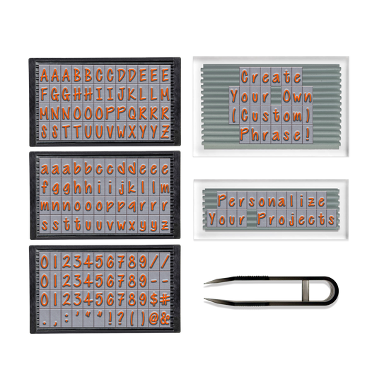 PEGZ Ribbed Alphabet Stamp Kit 1/4" Orange Crush Font 150 Pieces