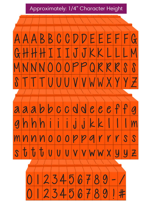 PEGZ 2.0 Alphabet Stamps Clickable Connectable Orange Crush Font 60 Uppercase, 60 Lowercase, 24 Numbers & Symbols, 6 Blanks, 150 Pc Bundle Medium Size