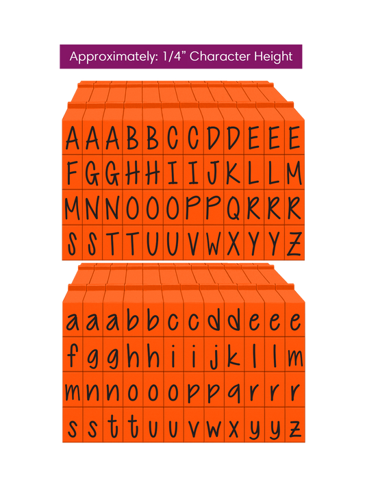 PEGZ 2.0 Alphabet Stamps Clickable Connectable Orange Crush Font 48 Uppercase, 48 Lowercase, 4 Blanks, 100 Pc Bundle Medium Size