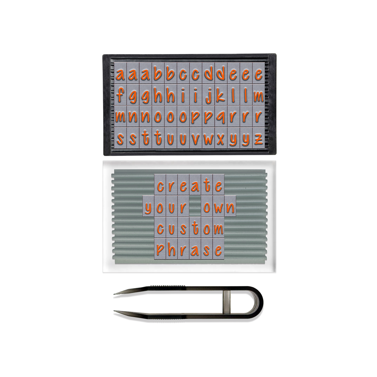 PEGZ Ribbed Alphabet Stamp Kit 1/4" Orange Crush Lowercase Font 50 Piece