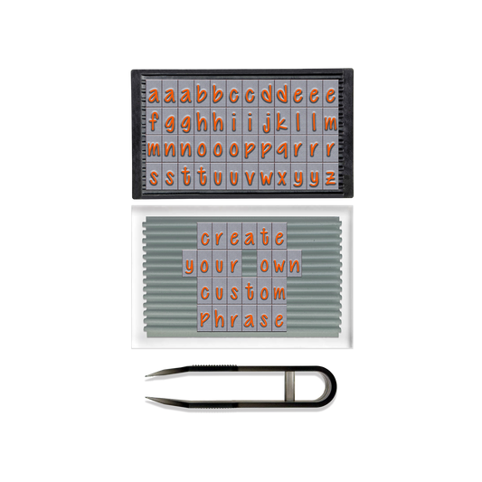 PEGZ Ribbed Alphabet Stamp Kit 1/4" Orange Crush Lowercase Font 50 Piece