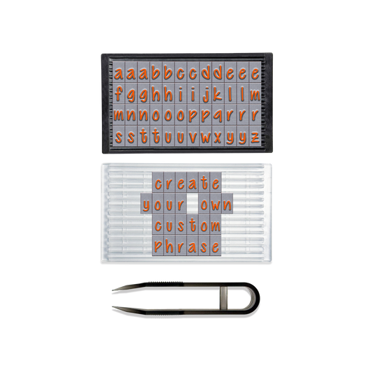 PEGZ Ribbed Alphabet Stamp Kit 1/4" Orange Crush Lowercase Font 50 Piece