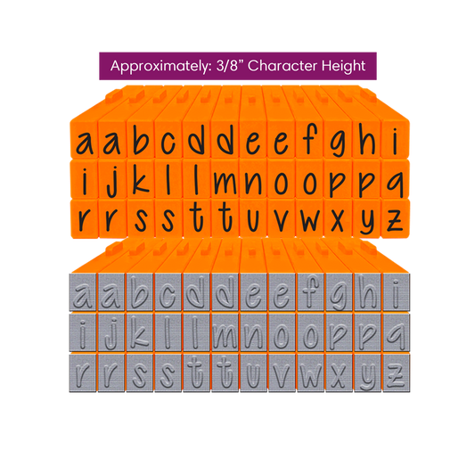 Pegz® Medium Size 36-Piece Orange Crush Lowercase Connectable Alphabet Stamp Set