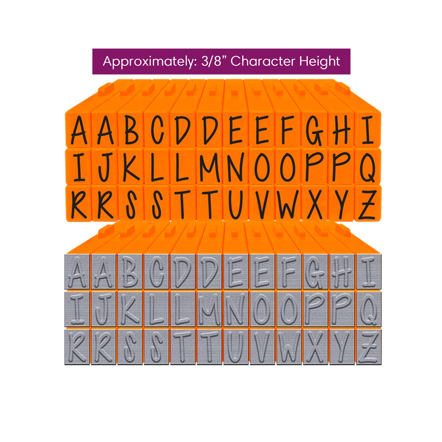 Pegz® Medium Size 36-Piece Orange Crush Uppercase Connectable Alphabet Stamp Set