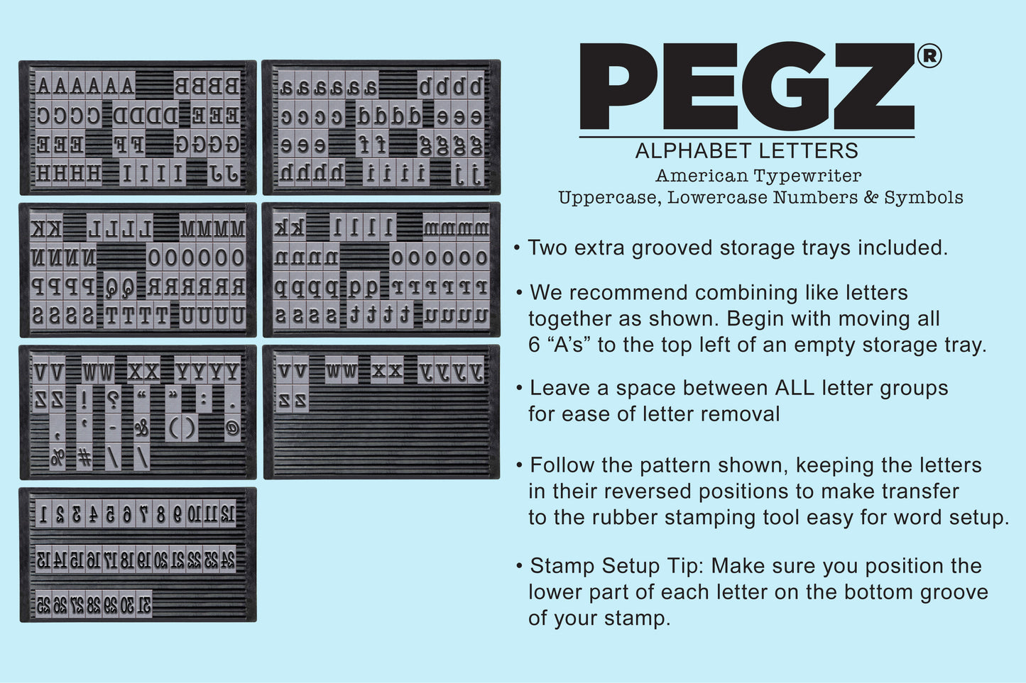 PEGZ Letters American Typewriter Font 240 Pc Alphabet, Numbers & Symbols Bundle