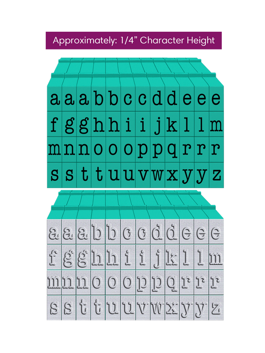 PEGZ 2.0 American Typewriter Font Attachable Stamps Lowercase 50 piece Medium Size