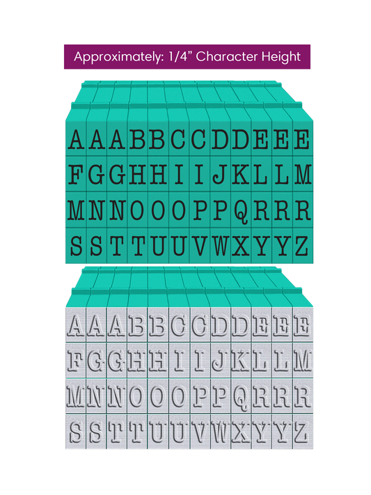 PEGZ 2.0 American Typewriter Font Attachable Stamps Uppercase 50 piece Medium Set