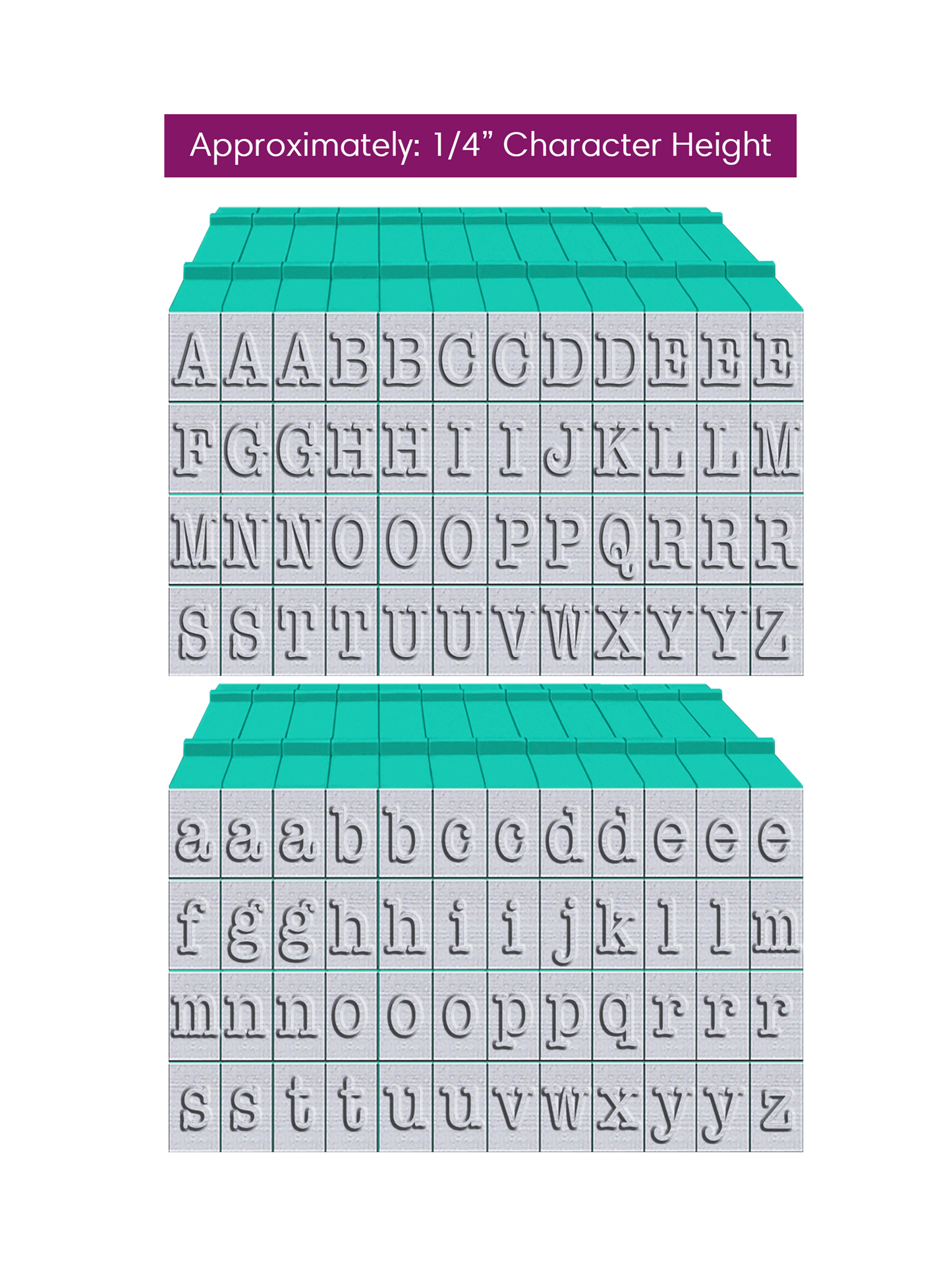 PEGZ 2.0 American Typewriter Font Attachable Stamps Uppercase & Lowercase 100 piece Medium Size