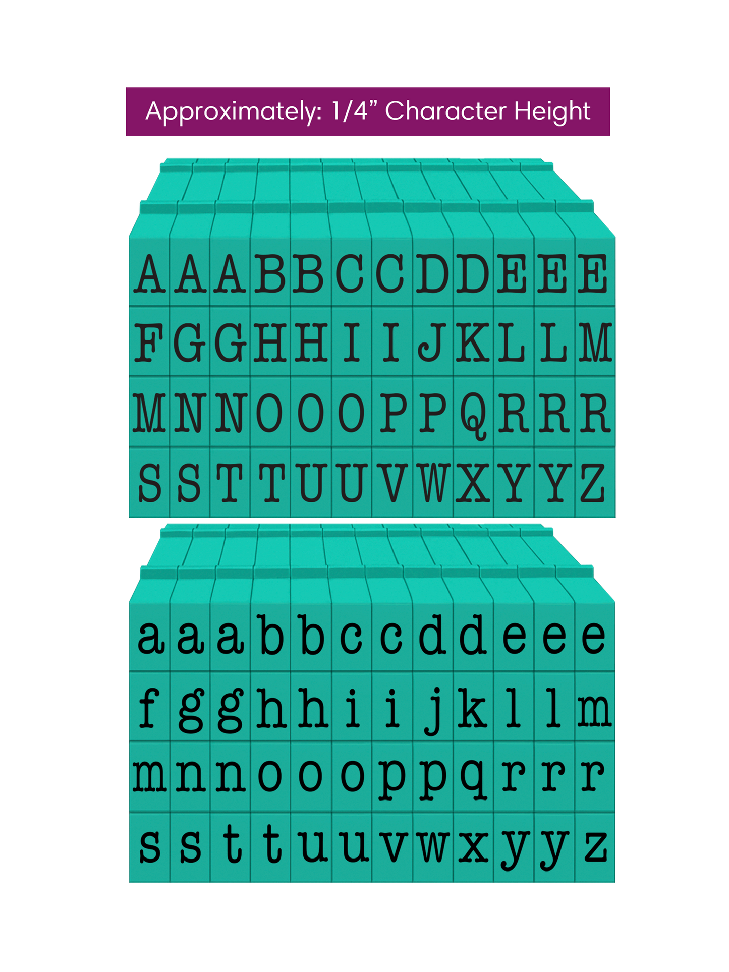 PEGZ 2.0 American Typewriter Font Attachable Stamps Uppercase & Lowercase 100 piece Medium Size