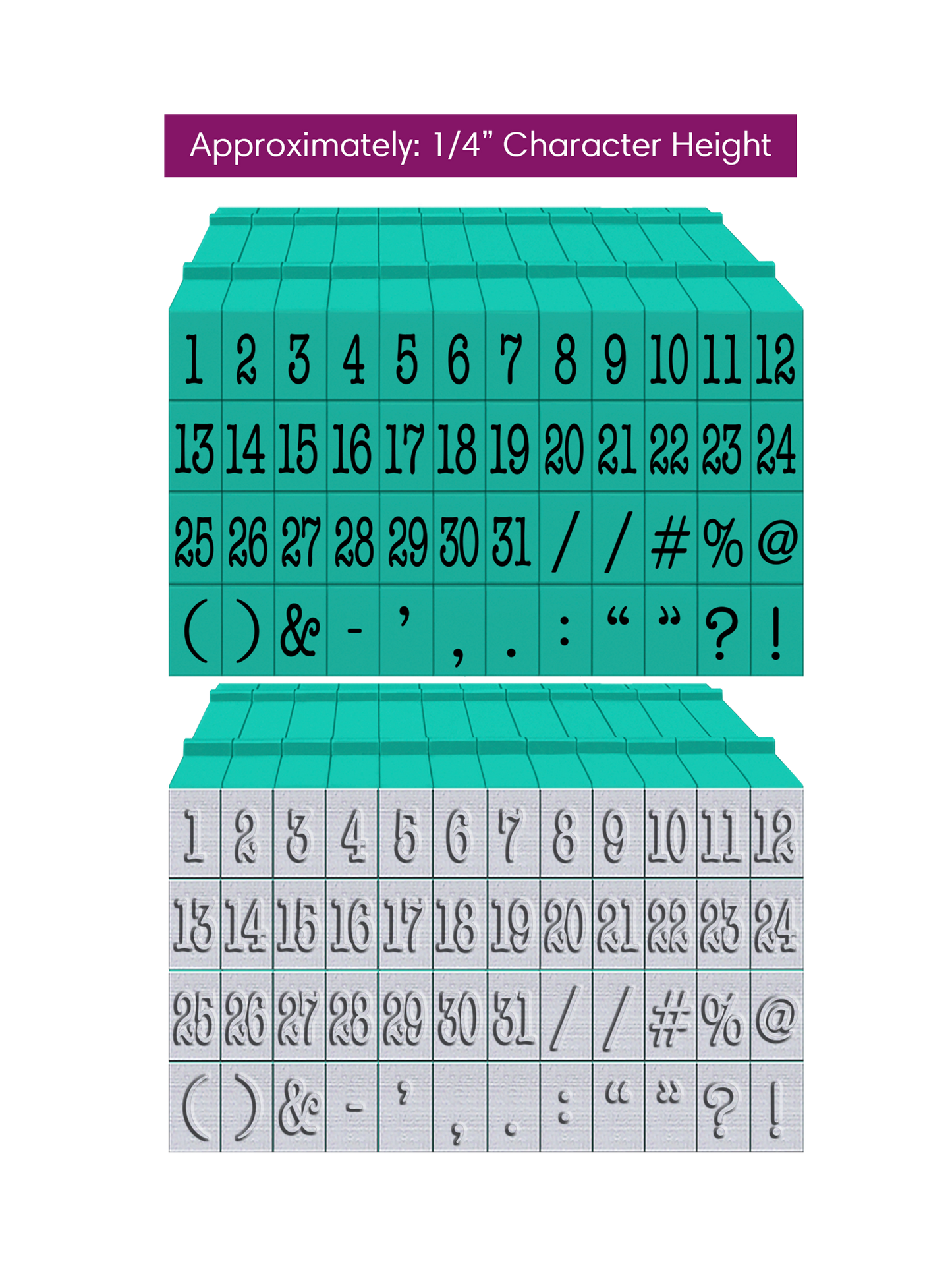 PEGZ 2.0 American Typewriter Font Attachable Stamps Numbers & Symbols 50 piece Medium Size