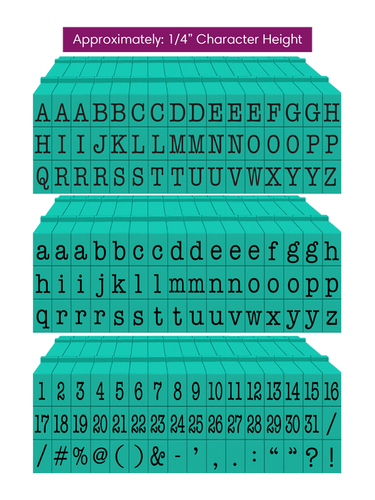 PEGZ 2.0 American Typewriter Font Attachable Stamps 48 Uppercase, 48 Lowercase, 48 Numbers & Symbols 150 piece Medium Size