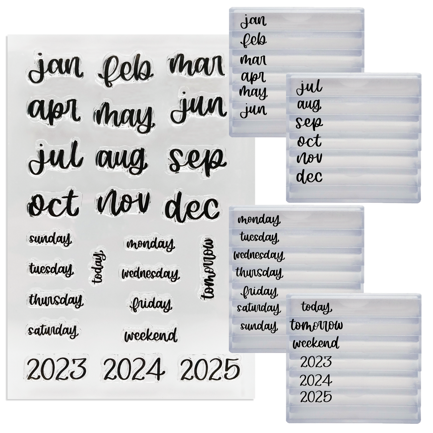 Rylee Autumn Months of the Year Clear Calligraphy Stamps with Stackabl –