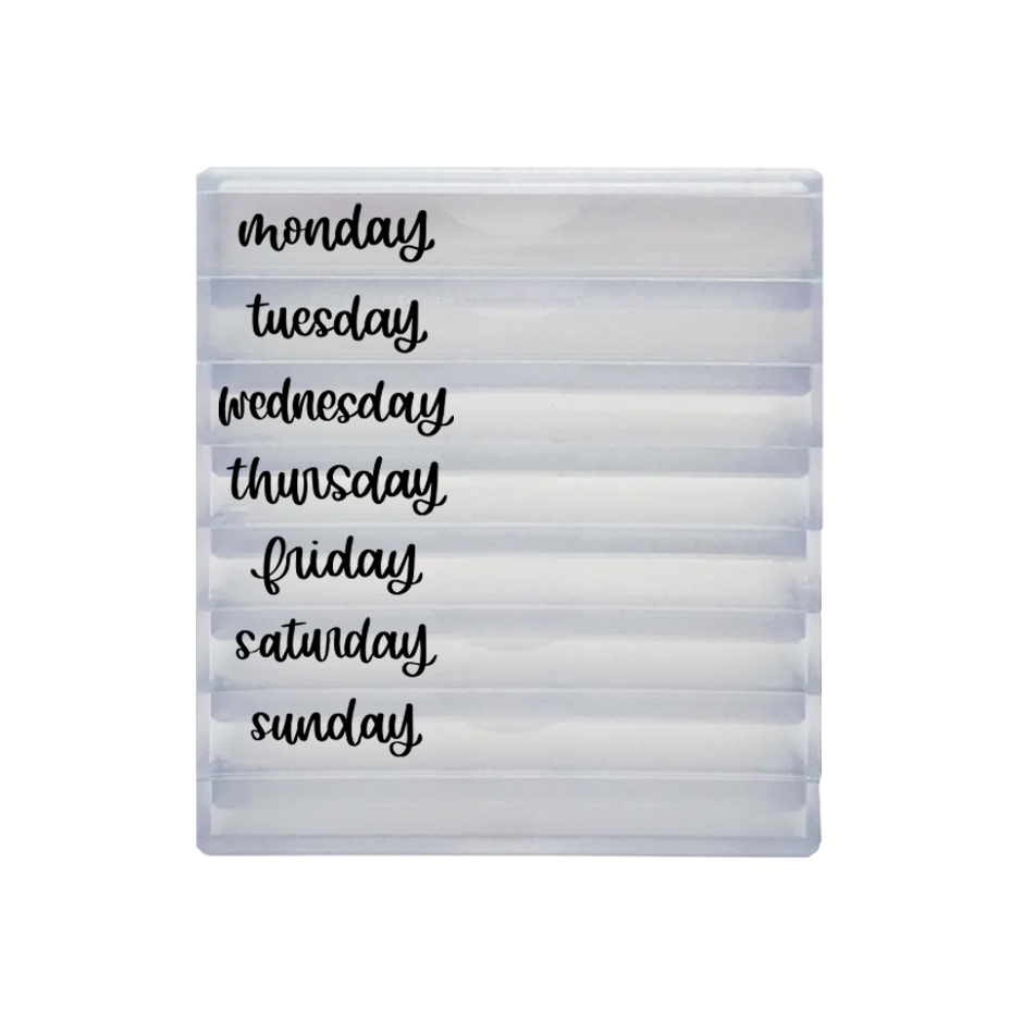 Rylee Autumn Days of the Week Clear Acrylic Stackable Stamping Blocks - Stack of 7 (1" x 2-1/2") CLEAR STAMPS NOT INCLUDED