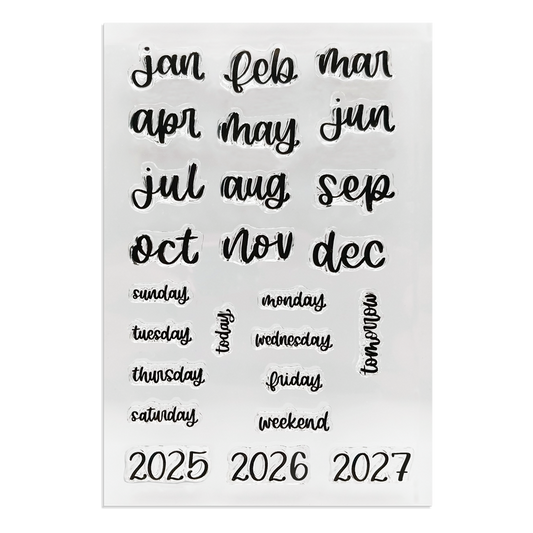 Rylee Autumn Months of the Year and Days of the Week Clear Calligraphy Stamps (Sheet size 4" x 6")