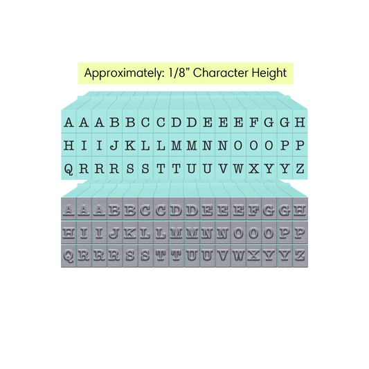Pegz® Tiny Size 1/8" Character Height 48-Piece American Typewriter Uppercase Alphabet Connectable Stamps Set