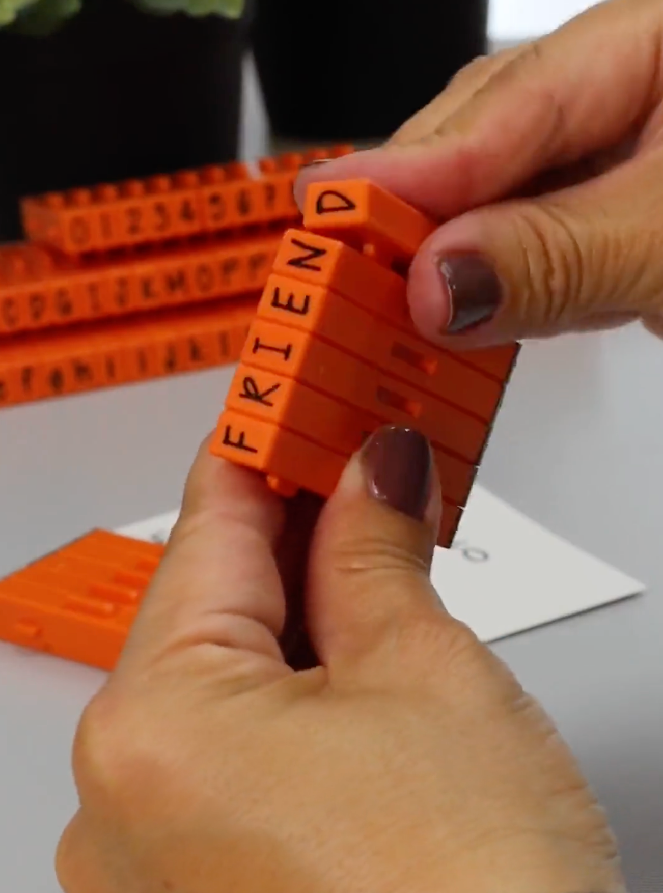 PEGZ 2.0 Alphabet Stamps Clickable Connectable Orange Crush Font 48 Uppercase, 2 Blanks, 50 Pc Medium Size