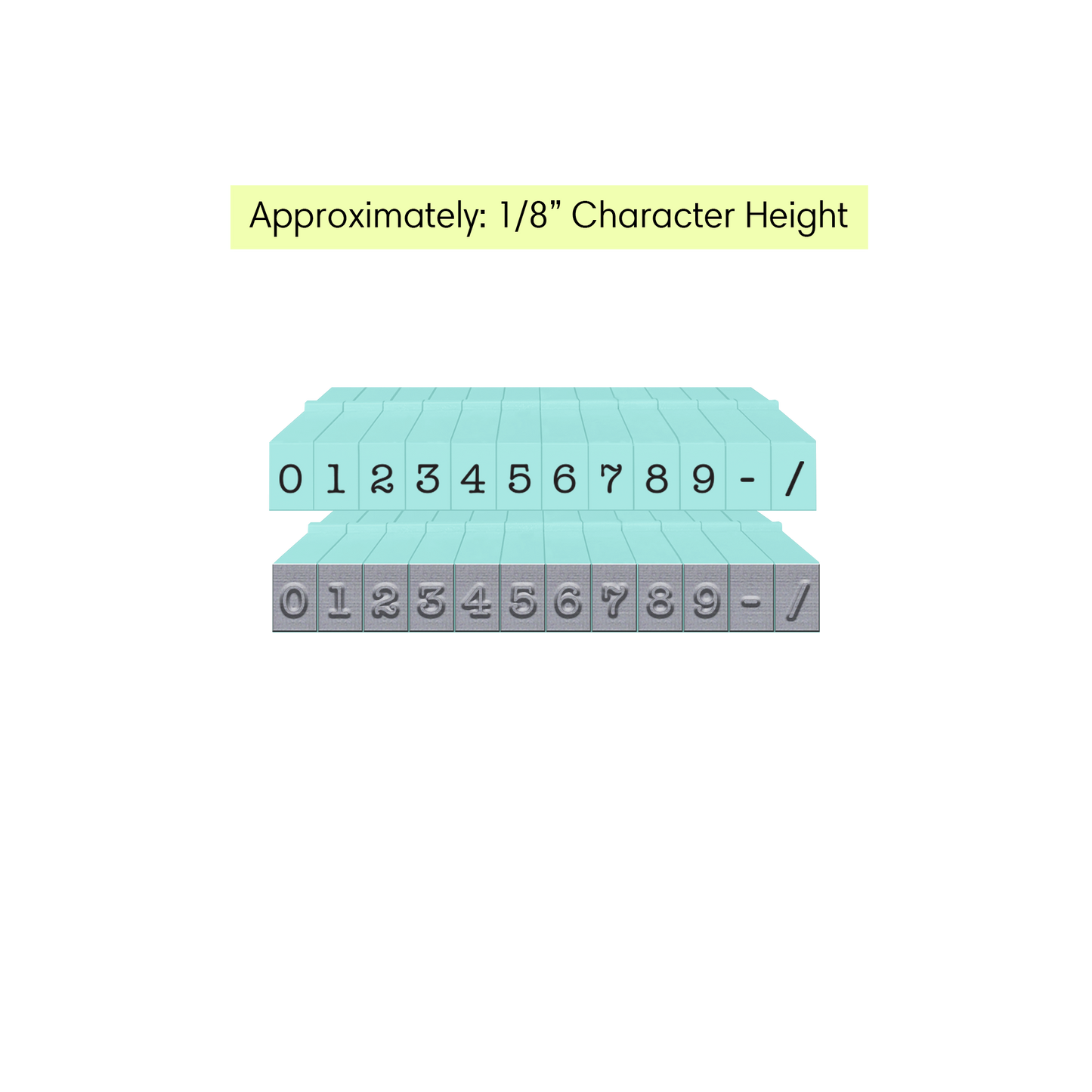 Pegz® Tiny Size 1/8" Character Height 48-Piece American Typewriter Numbers Connectable Stamps Set