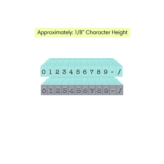 Pegz® Tiny Size 1/8" Character Height 48-Piece American Typewriter Numbers Connectable Stamps Set